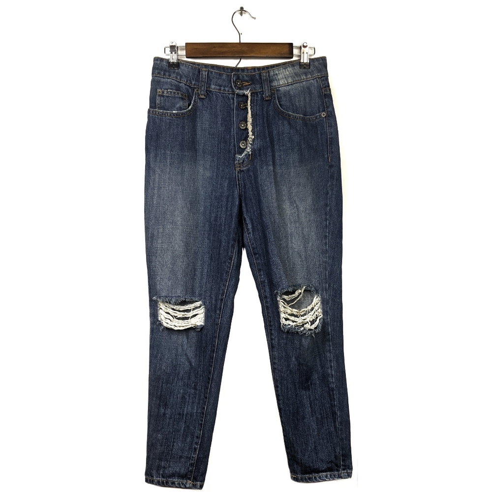 Carmar High-Rise Distressed Button-Fly Cropped Denim Jeans